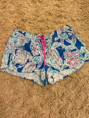 Lilly Pulitzer Run Around Luxletic Shorts Into The Deep Print Size Medium